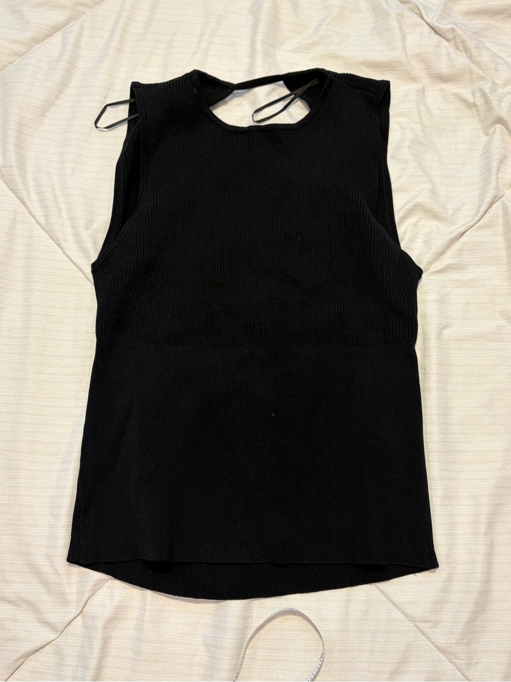 Zara Black Sleeveless Knit Tank Top with Back Cut Out Details NWT SZ XL